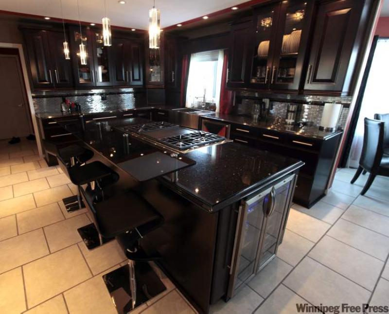Black Kitchen Cabinets with Black Countertops