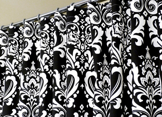 Black and White Damask Shower Curtain