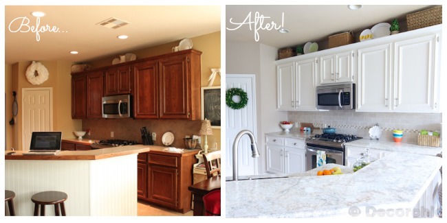 Paint Kitchen Cabinets White Before and After