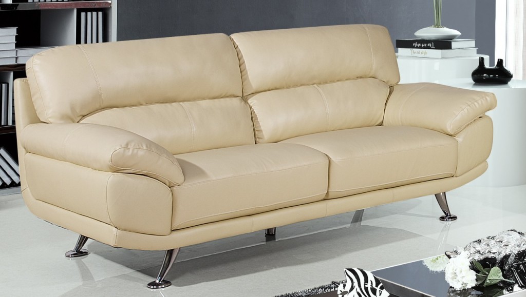 2 Seater Cream Leather Sofa