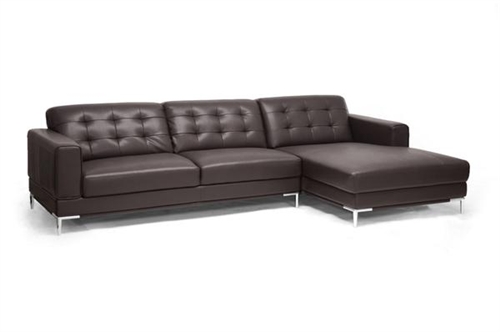 Brown Leather Contemporary Sofa