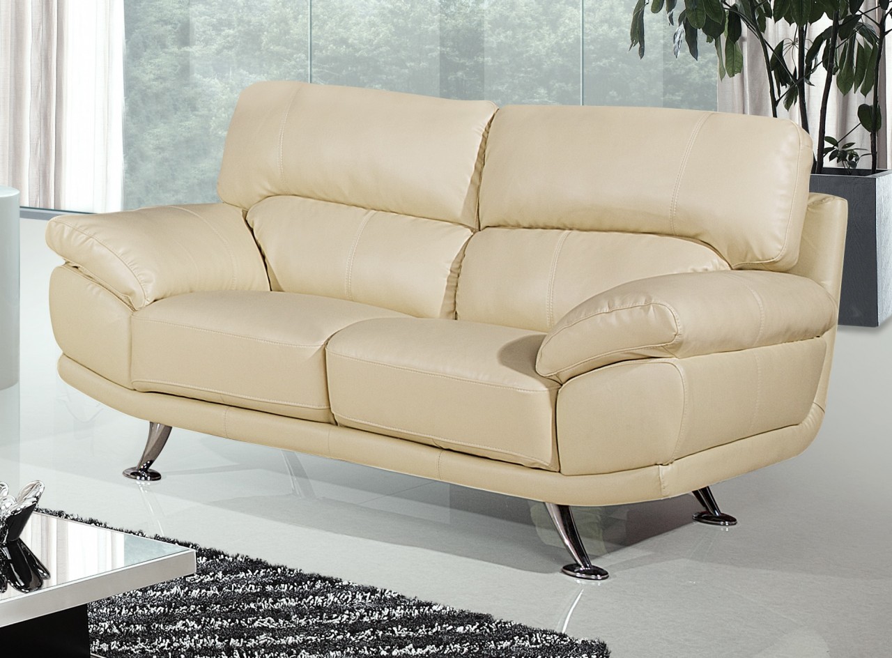 two seater cream leather sofa
