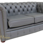 Grey Leather 2 Seater Sofa