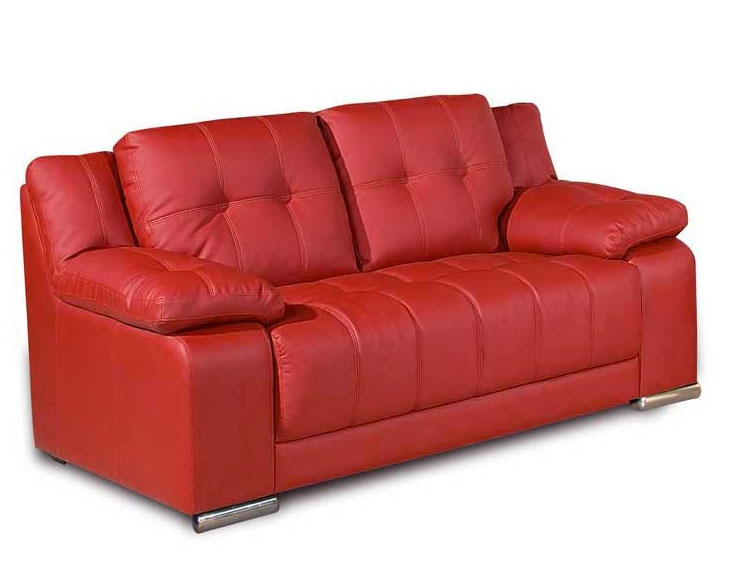 Red Leather 2 Seater Sofa