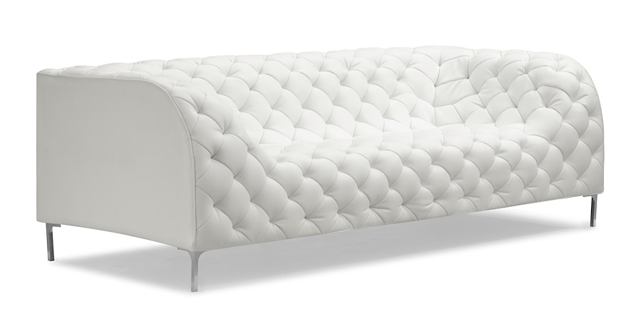 White Leather Contemporary Sofa