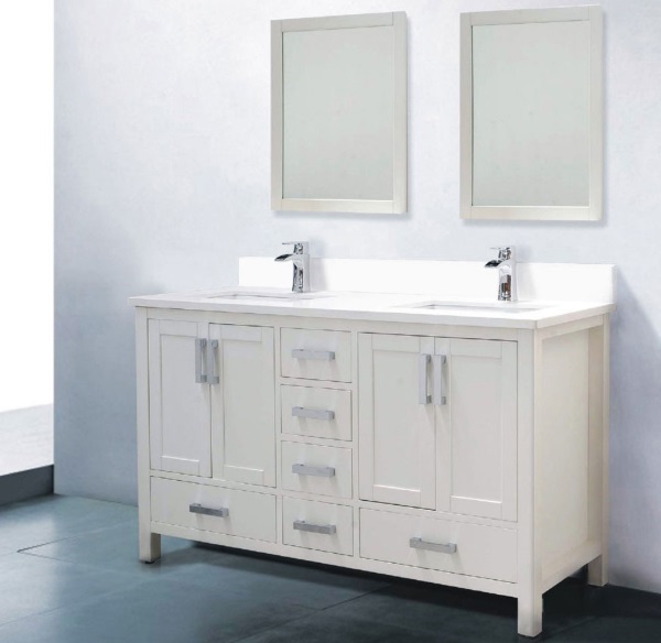 60 White Bathroom Vanity Double Sink