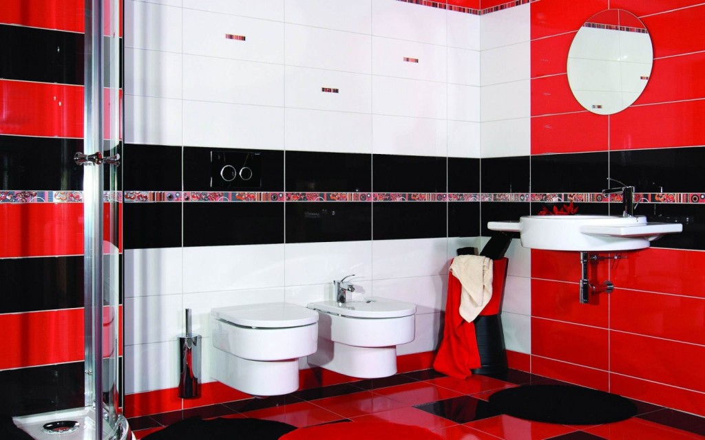 Red Black and White Bathroom Ideas