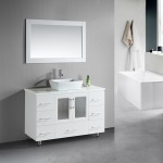 White Bathroom Vanity with Vessel Sink