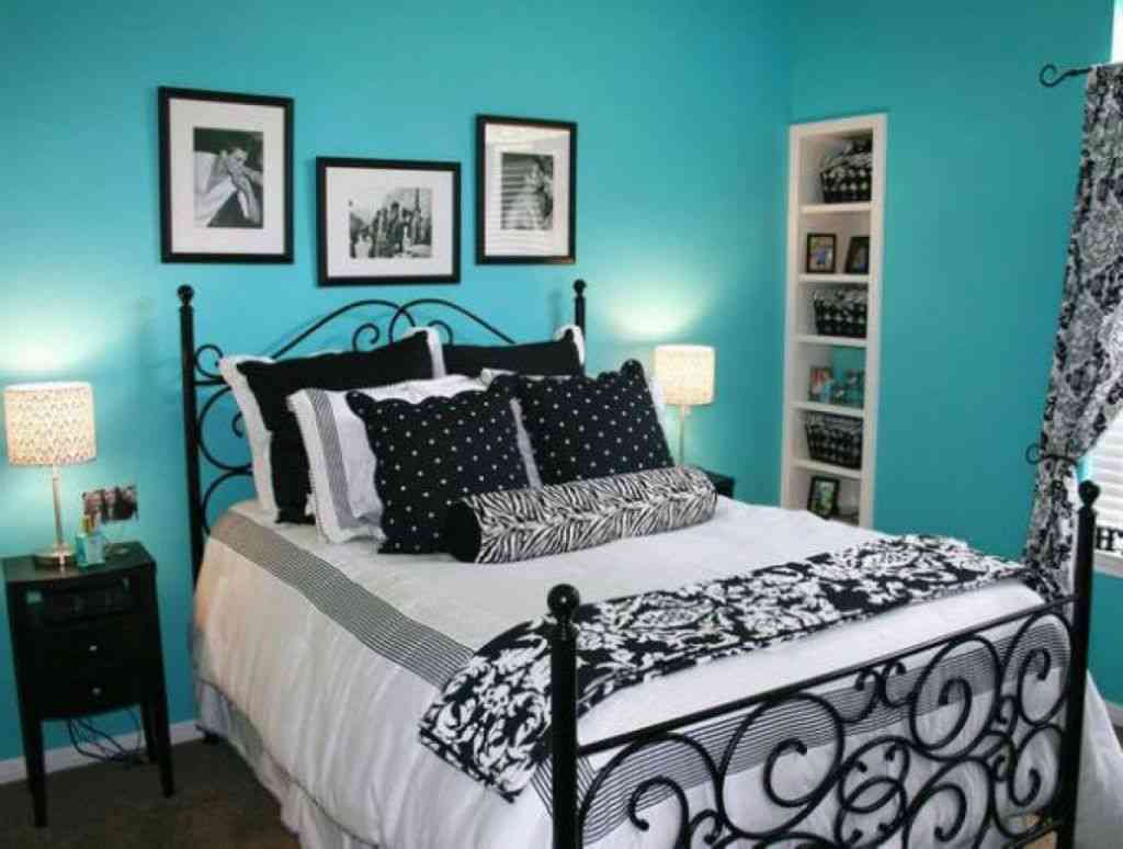 Black White and Teal Bedroom