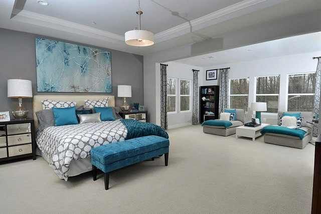 Grey and Teal Bedroom
