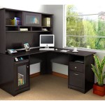 Small Black Corner Desk with Hutch