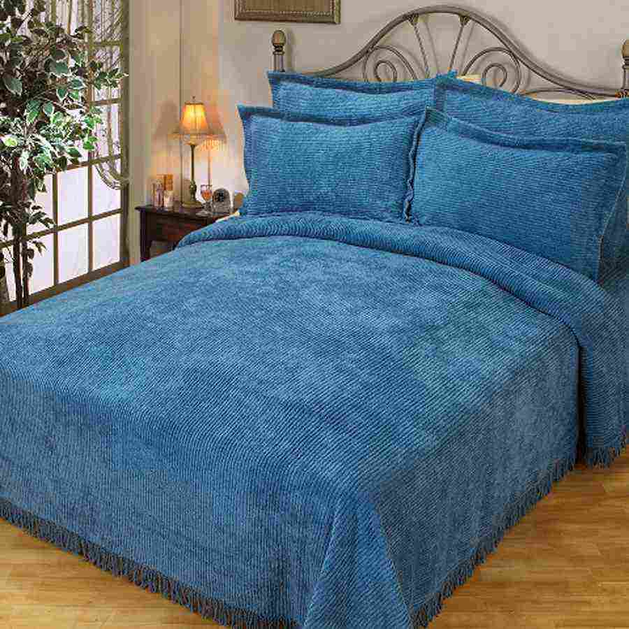 Blue Chenille Bedspread
