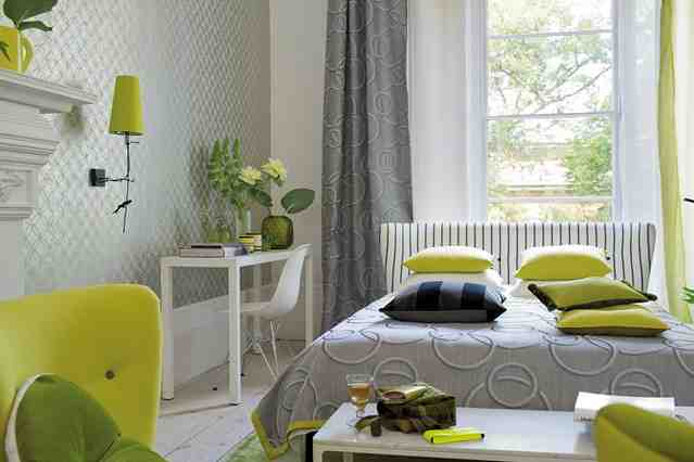 Grey and Green Bedroom