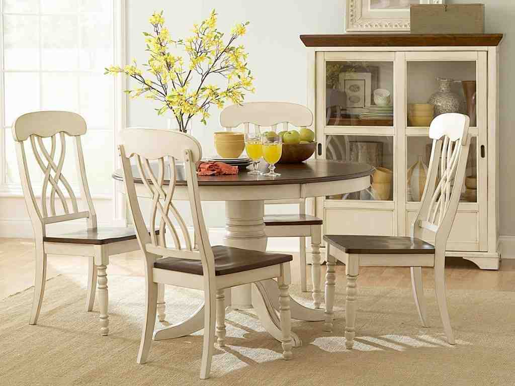 Antique Round White Kitchen Table and Chairs