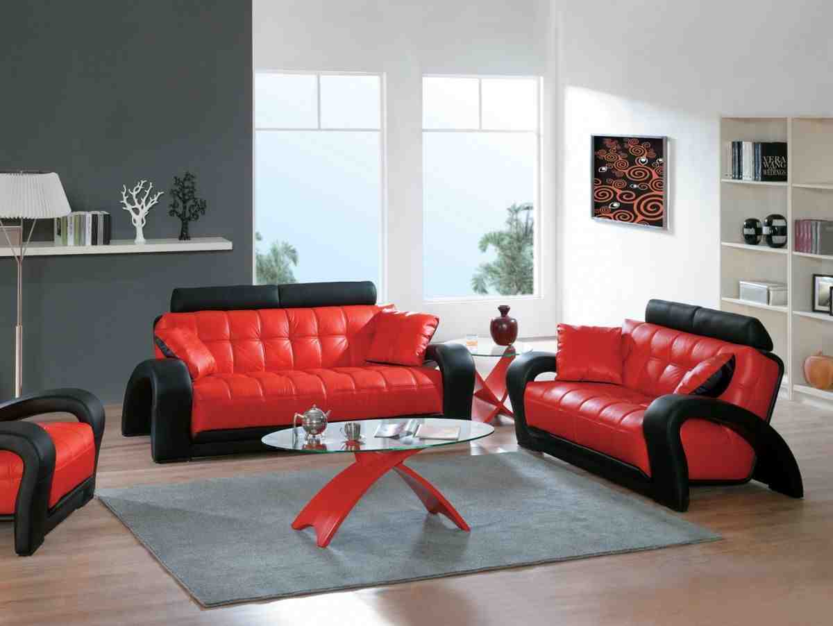 red living room furniture sets