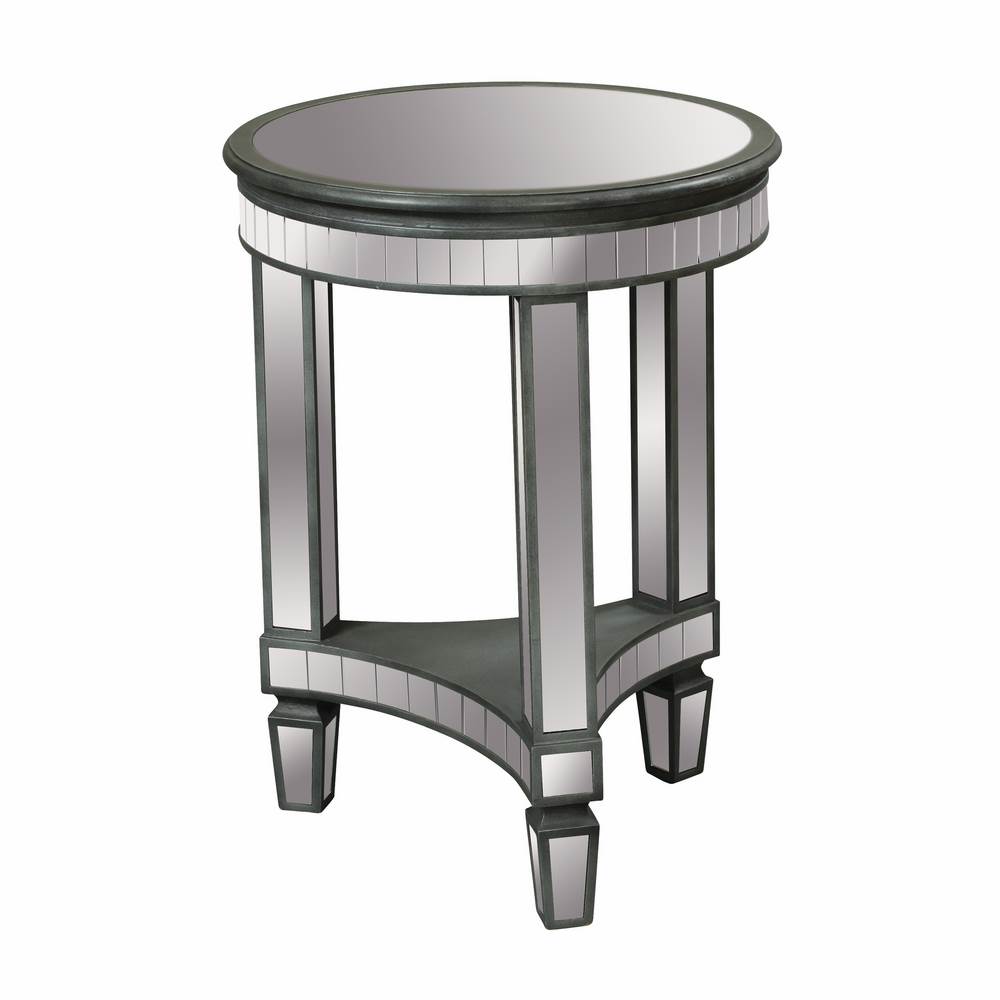 Round Mirrored End Table