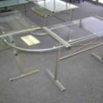 Glass And Metal Corner Computer Desk