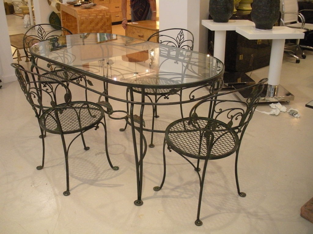Wrought Iron Glass Top Dining Table
