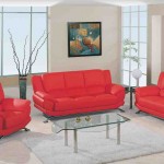 Red Leather Living Room Furniture Set