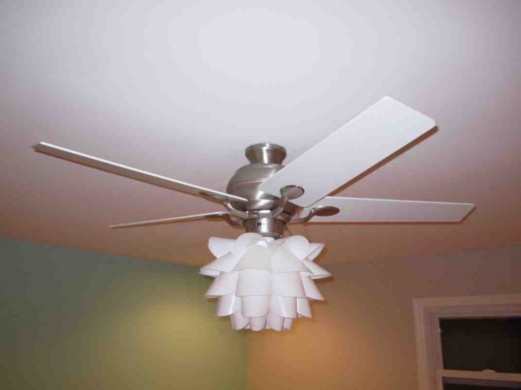 White Ceiling Fan with Chandelier
