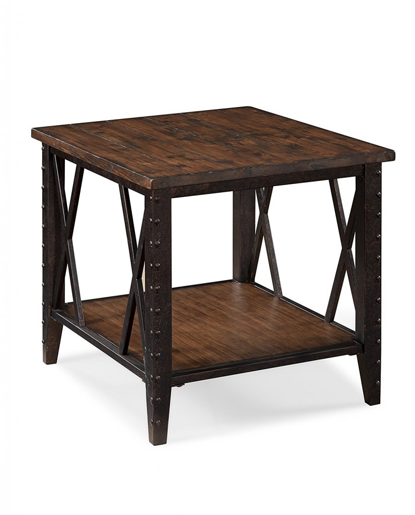 Rectangular End Table Wood And Metal