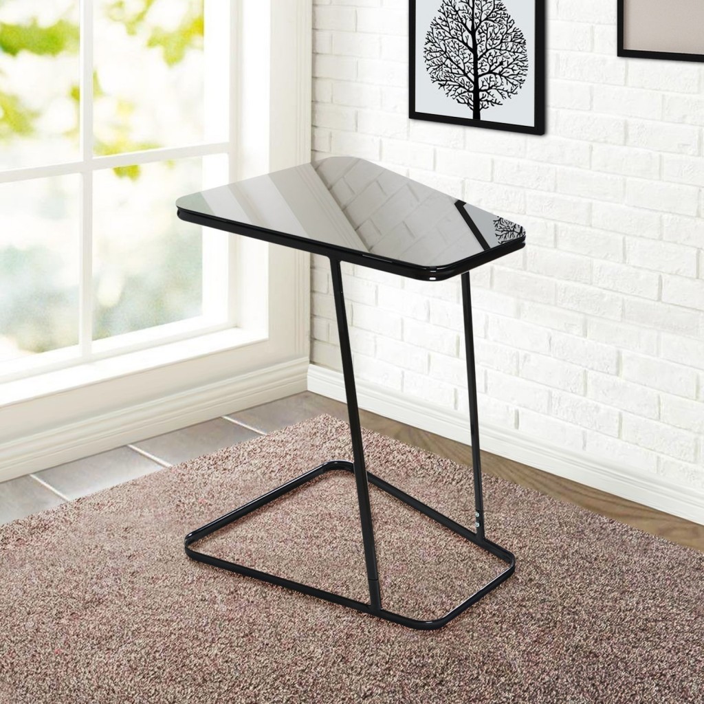 Black Glass End Table