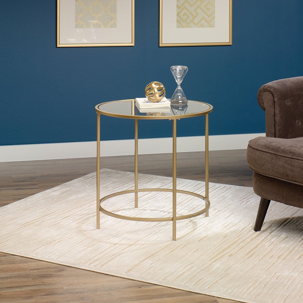 Gold And Glass End Table
