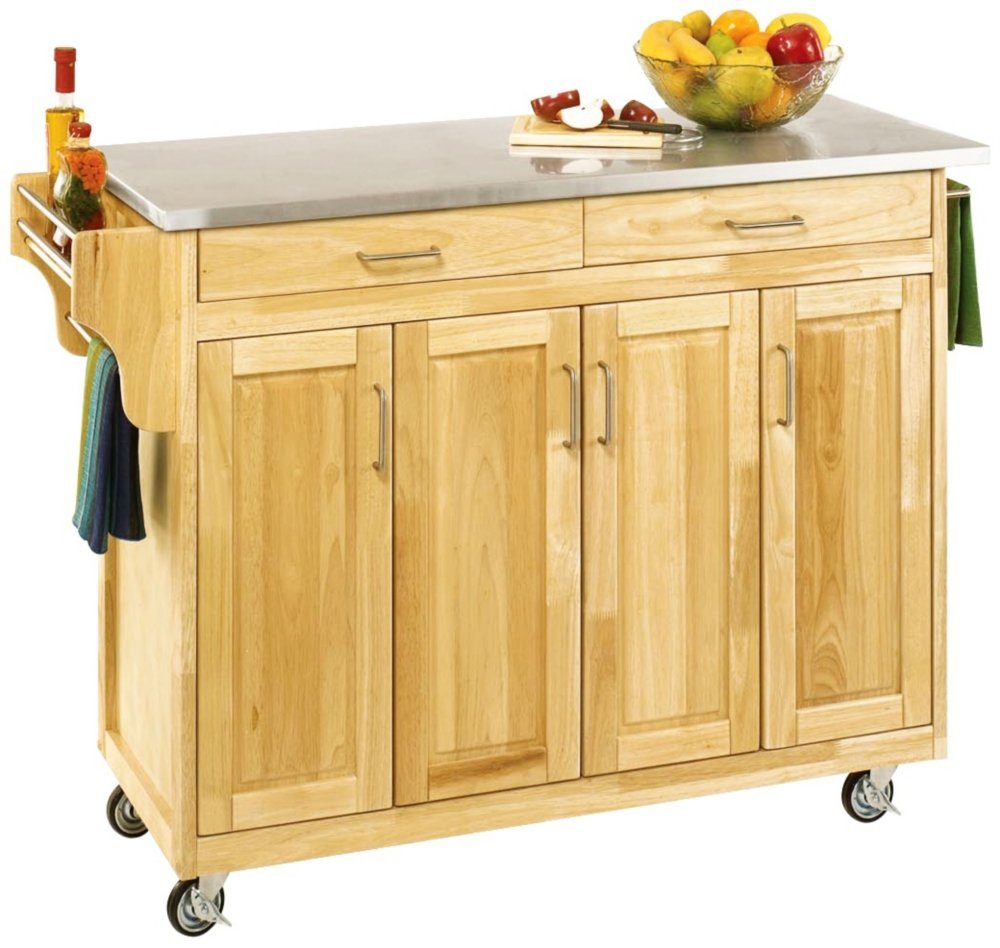 Home Styles Natural Designer Utility Cart With Stainless Steel Top