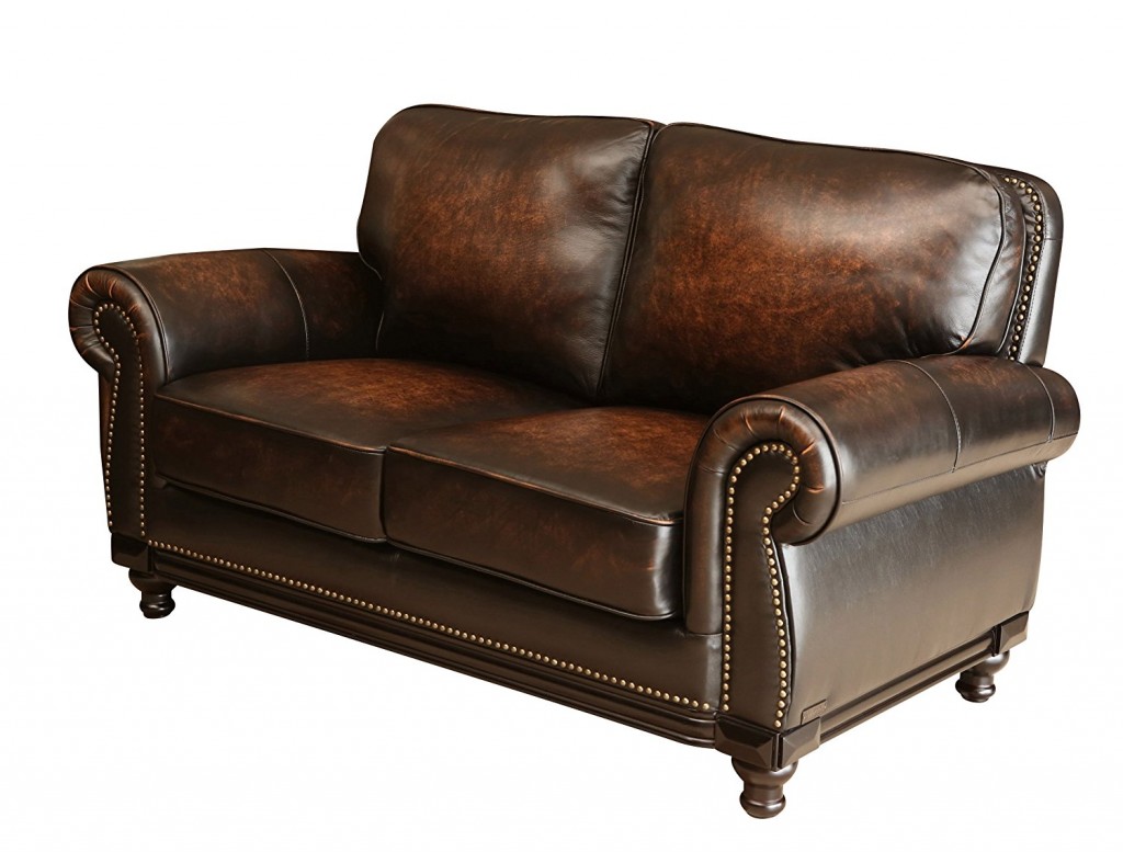 Abbyson Barclay Hand Rubbed Leather Loveseat