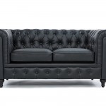 Classic Scroll Arm Tufted Bonded Leather Chesterfield