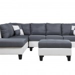 Classic Two Tone Large Linen Fabric And Bonded Leather Living Room