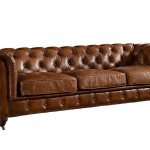 Crafters And Weavers Top Grain Vintage Leather Chesterfield Sofa