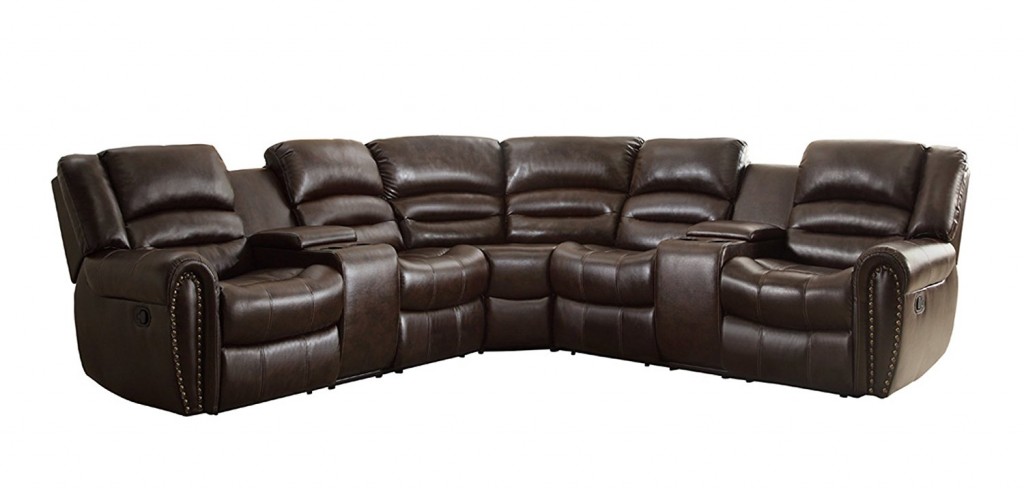 Homelegance 3 Piece Bonded Leather Sectional Reclining
