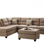 Poundex F7614 Bobkona Toffy Linen Like Left Or Right Hand Chaise Sectional