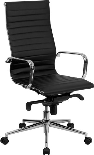 Flash Furniture High Back Black Ribbed Leather Executive Swivel Chair