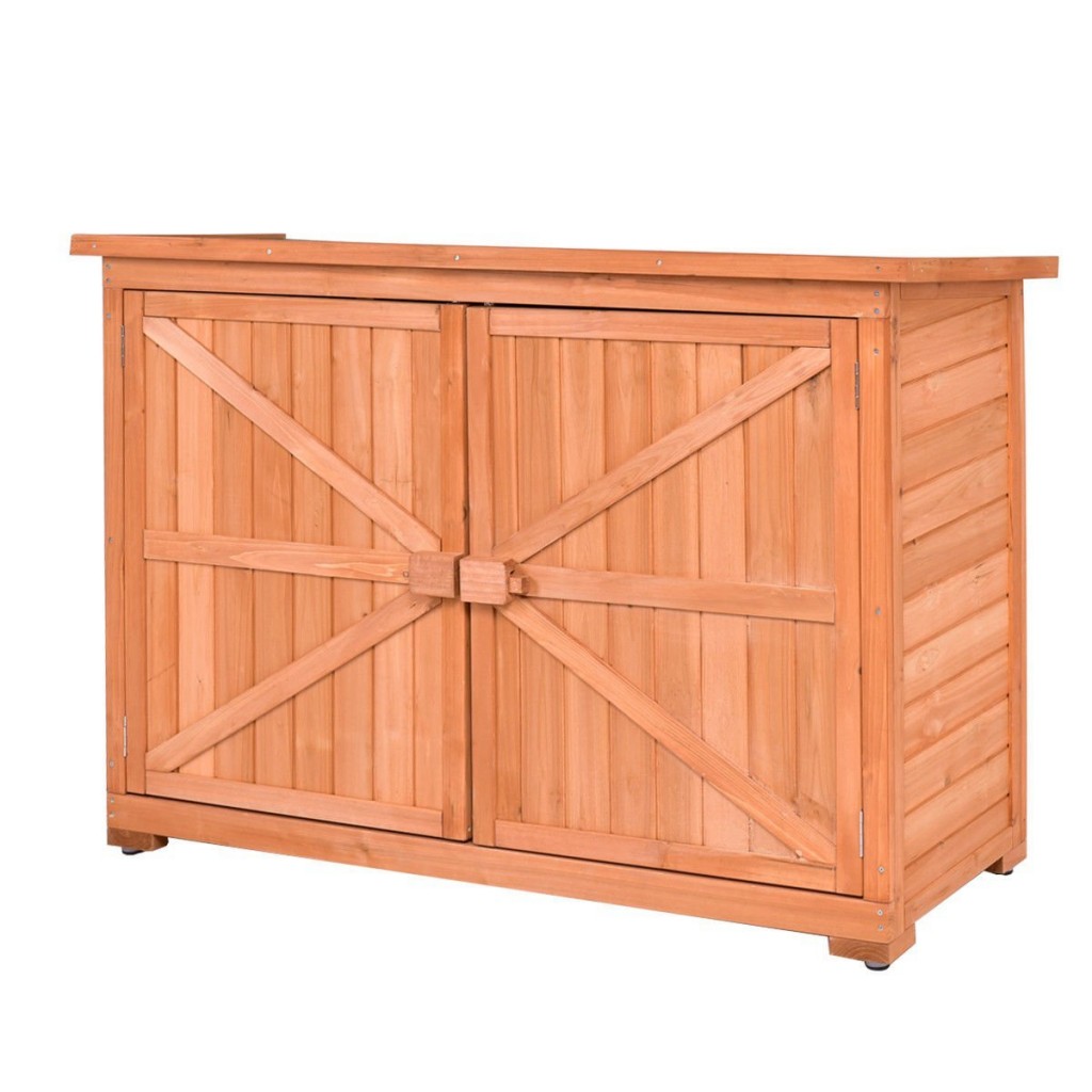 Goplus Outdoor Wooden Shed Lockers Cabinet