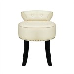 Inspired Home Taylor Linen Contemporary Nail Head Trim Rolled Back Vanity Stool