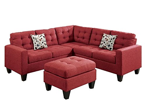 Modern Contemporary Polyfiber Fabric Modular Sectional Sofa And Ottoman Set