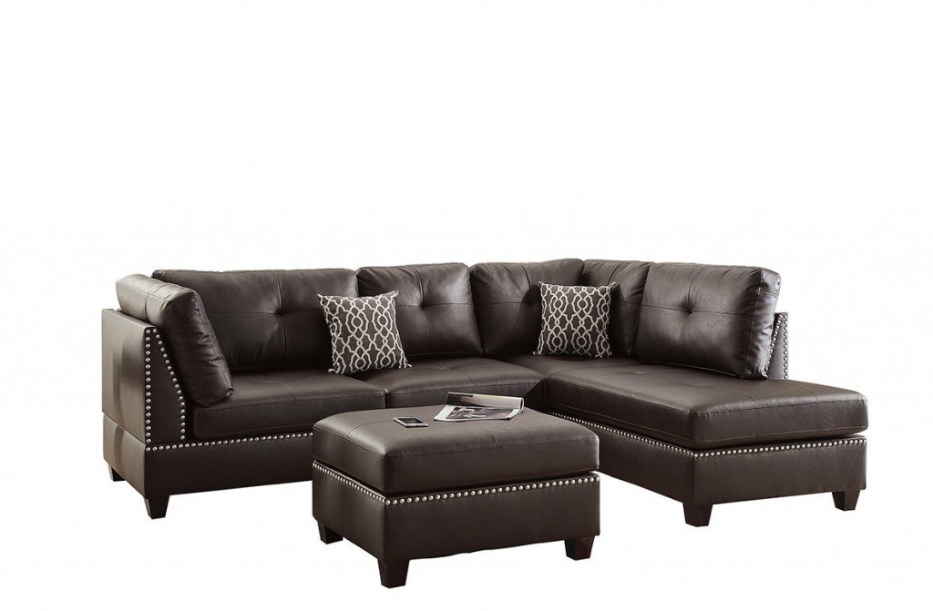Poundex Bobkona Viola Bonded Leather Left Or Right Hand Chaise SECTIONAL Set