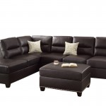 Poundex F7609 Bobkona Toffy Bonded Chaise Sectional With Ottoman Set