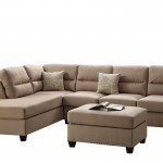 Poundex F7614 Bobkona Toffy Chaise Sectional With Ottoman Set