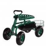 Sunnydaze Green Rolling Garden Cart
