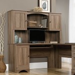 Sauder Harbor View Computer Desk With Hutch Salt Oak