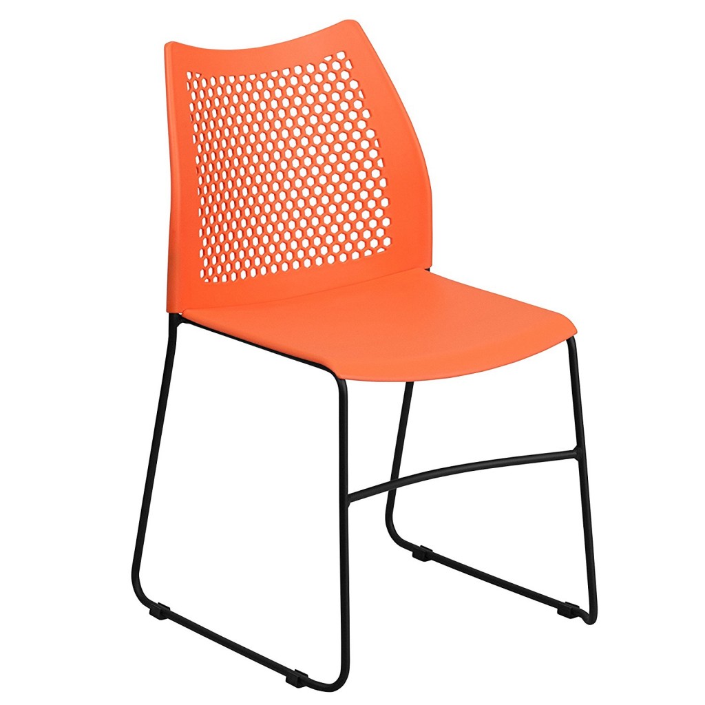 Flash Furniture HERCULES Series 661 Lb. Capacity Orange Sled Base Stack Chai