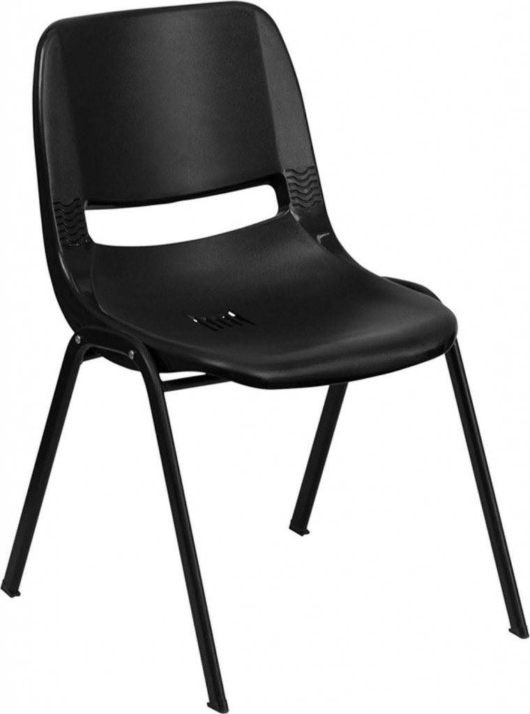 Flash Furniture HERCULES Series 880 Lb. Capacity Black Ergonomic Shell Stack Chair
