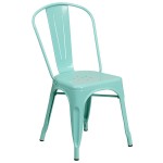 Flash Furniture Mint Green Metal Indoor Outdoor Stackable Chair