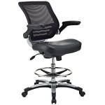 Modway Edge Drafting Chair In Black Vinyl Reception Desk Chair