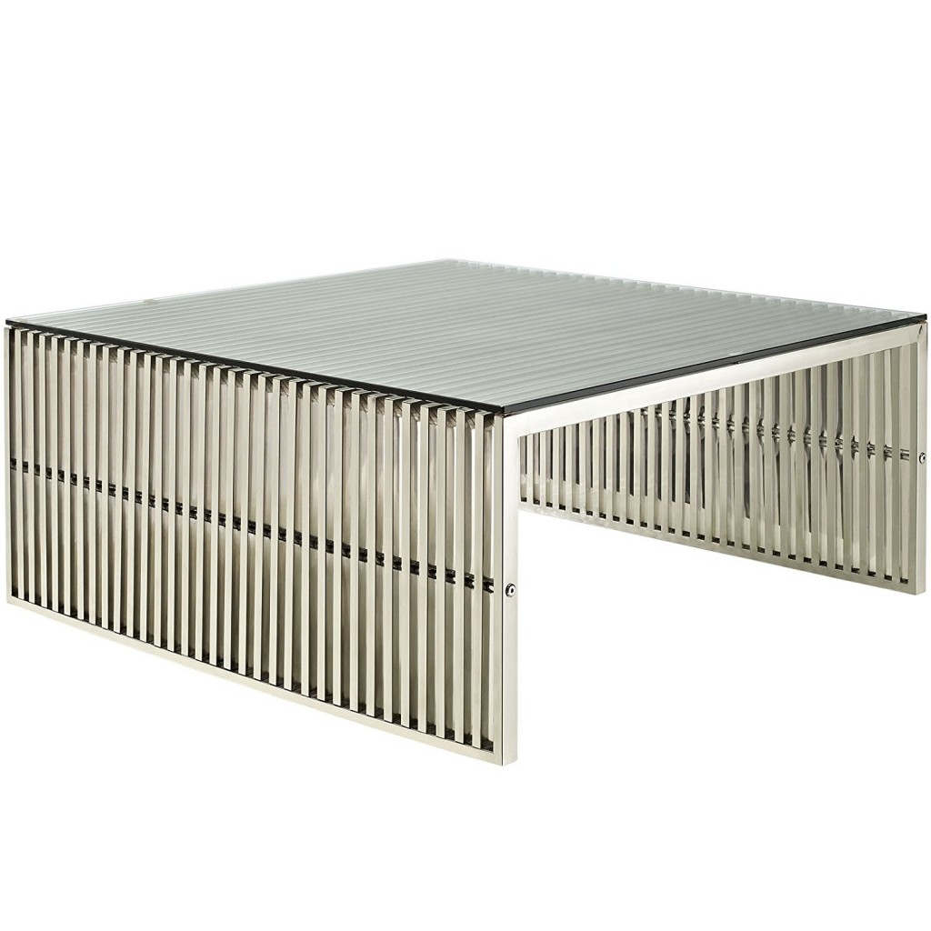 Modway Gridiron Stainless Steel Coffee Table