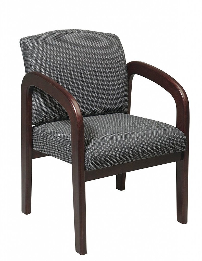 Office Star Visitors Chair With Espresso Finish Base And Arms