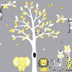 Safari Nursery Wall Decal In Yellow And Gray With Expedition Animal Stickers
